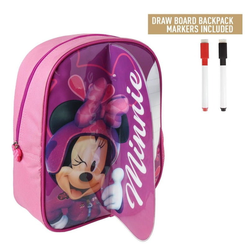 Afbeelding laden in galerijviewer, Cerda disney minnie mouse rugzak met schrijfgedeelte + 2 markers 25x31x10 cm roze
