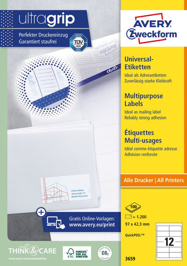 Avery universele etiketten 3659 97x42,3mm