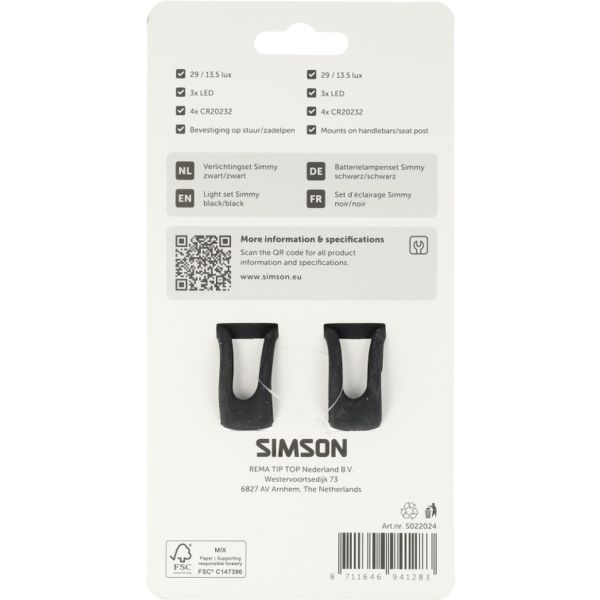 Afbeelding laden in galerijviewer, Simson verlichtingsset simmy batterij - zwart
