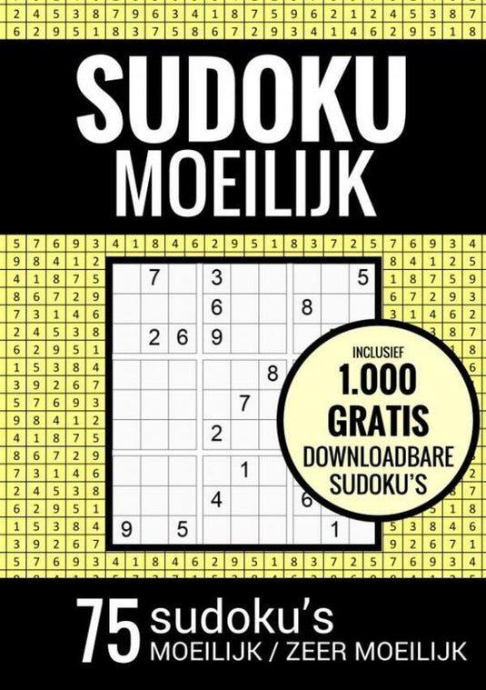 Merkloos sans marque sudoku moeilijk sudoku zeer moeilijk - puzzelboek: 75 moeilijke sudoku puzzels voor volwassenen en ouderen