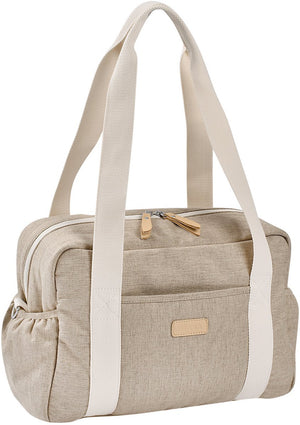 Béaba paris luiertas 16 l clay - unisex babytas van 100% gerecycled grs-polyester - 10 binnen- en buitenvakken - geïsoleerd flessenvak en waterdichte voering - inclusief verschoningsmatje, kinderwagenhaken en trolley-rits