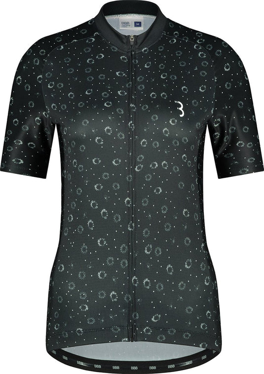 Bbb cycling fietsshirt dames korte mouw donnafit - wielershirt dames korte mouw - comfortabel en sneldrogend wielrenshirt dames - zwart bloemen - maat xl - bbw-412