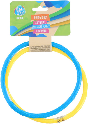 Eddy toys duikringen 2 stuks - zwemspeelgoed duikringen kinderen - waterspeelgoed duiken - opvallende kleuren - 1 willekeurige kleur combinatie