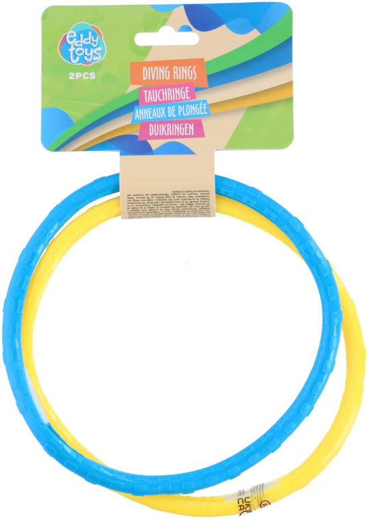 Eddy toys duikringen 2 stuks - zwemspeelgoed duikringen kinderen - waterspeelgoed duiken - opvallende kleuren - 1 willekeurige kleur combinatie