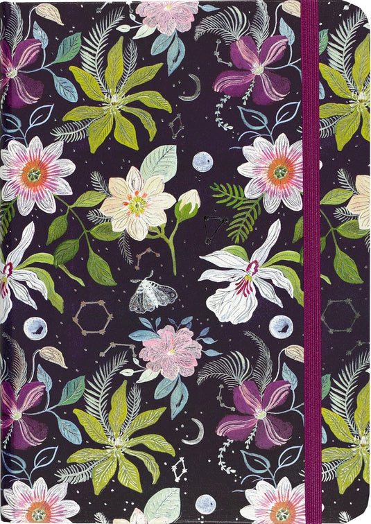 Peter pauper compacte notitieboek - celestial garden - met elastieksluiting - 13x18 cm