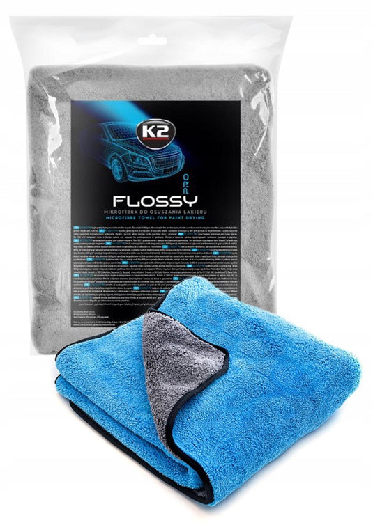 K2 flossy pro - microvezel handdoek - 60x90cm - grijs blauw - 800 gsm