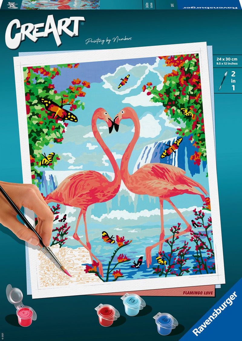 Afbeelding laden in galerijviewer, Ravensburger schilderen op nummer ravensburger creart schilderen op nummer - flamingo love
