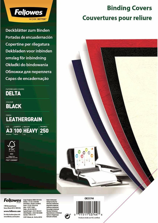 3304 inbindkaft fellowes 5374401 zwart papier