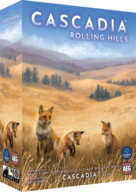 Alderac entertainment group cascadia rolling hills - dobbelspel - gezelschapsspel - natuur strategie - flip-roll-and-write spel - engels