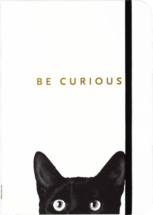 Peter pauper compacte notitieboek - curious cat - met elastieksluiting - 13x18 cm