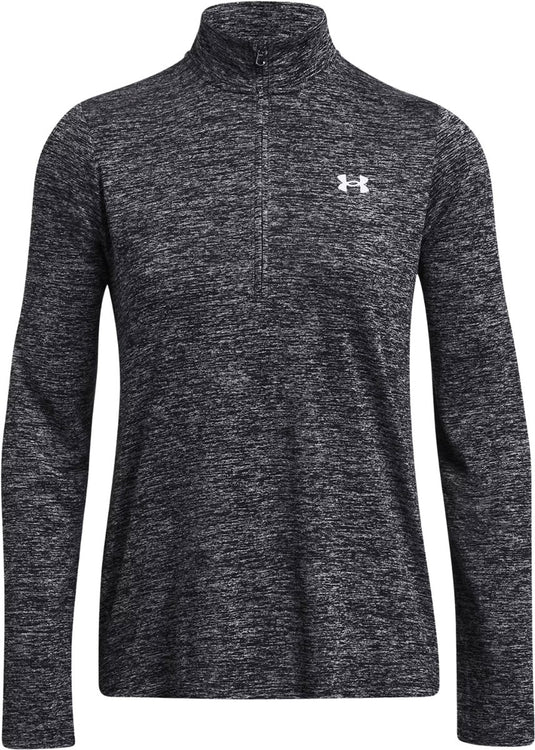 Under armour tech 1 2 zip- twist-blk dames sporttrui - zwart - wit l