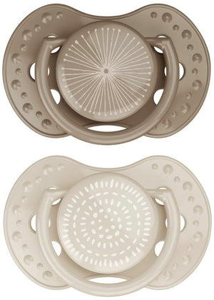 Difrax lovi fopspeen dynamisch - classy - 18+ maanden - beige bruin - 2 stuks