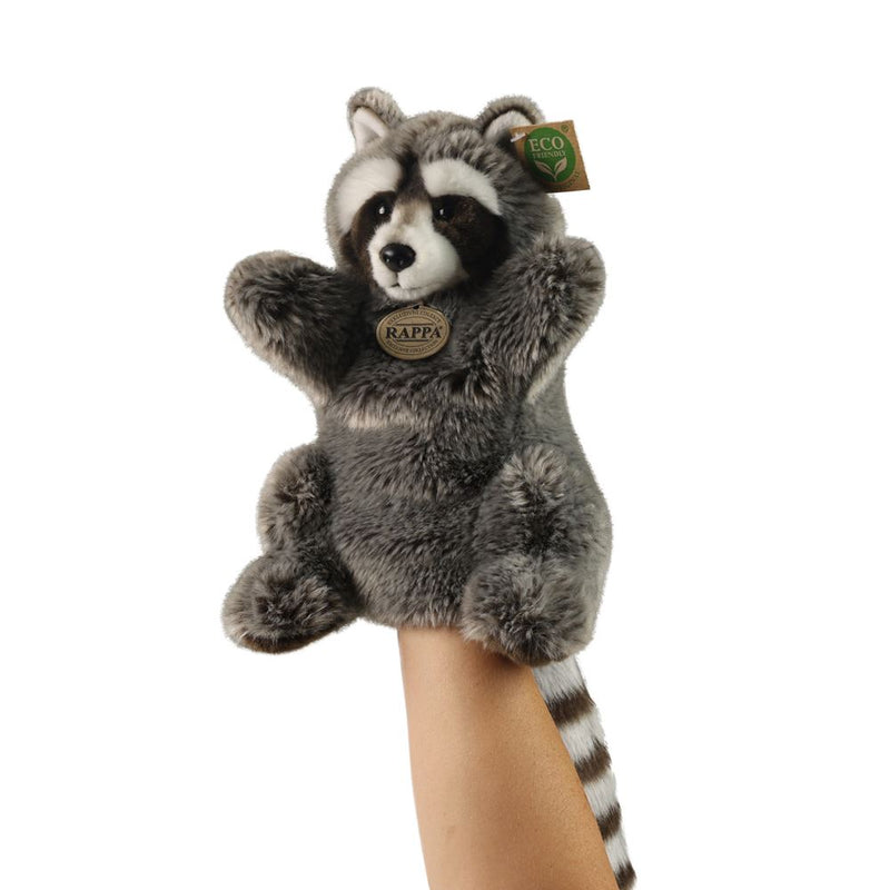 Afbeelding laden in galerijviewer, Pluche wasbeer handpop 28 cm eco-vriende
