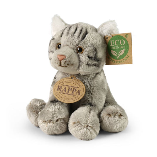 Pluche grijze kat 14 cm eco-friendly