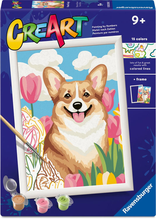 Ravensburger – creart: floral corgi – schilderen op nummer