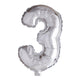 Globos folie ballon nummer '3' zilver 40cm