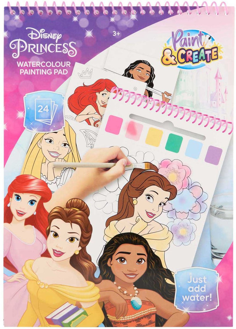 Afbeelding laden in galerijviewer, Disney princess waterverf kleurboek, 24 kleurplaten met penseel
