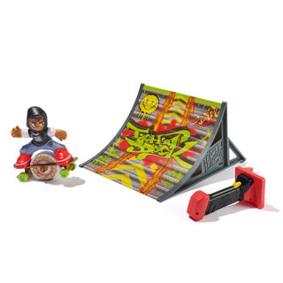Afbeelding laden in galerijviewer, Tech deck shred n' blast sk8board, gemotoriseerd fingerboardspeelgoed met skater en schans voor snelle acties en hoge sprongen
