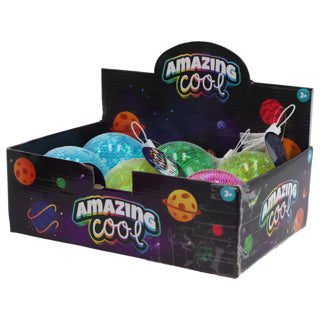 Afbeelding laden in galerijviewer, Amazing cool stuiterbal glitter met lampje 10 cm assorti | 6 stuks
