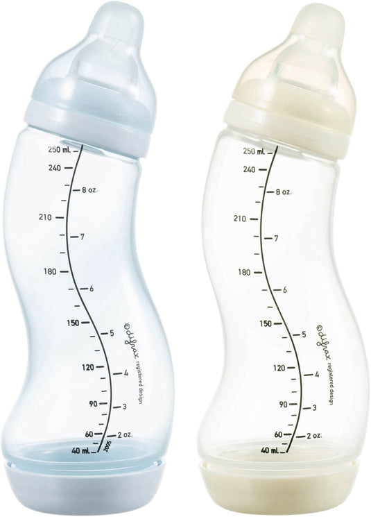 Difrax babyfles natural - 250 ml - lichtblauw crème - 2 stuks - s-fles - anti koliek