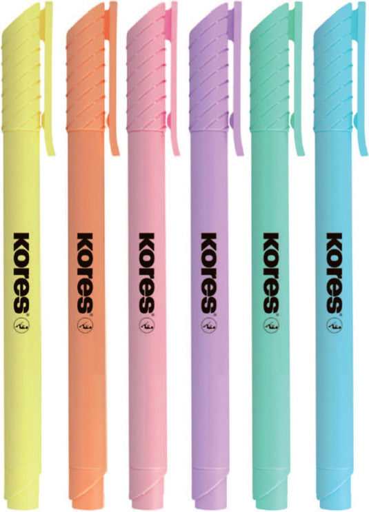 Kores tekstmarker high liner pastel, beitelpunt 3mm, set 6 stuks