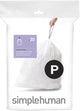 Simplehuman code p afvalzakken - 60 liter - 20 stuks - met trekband - wit