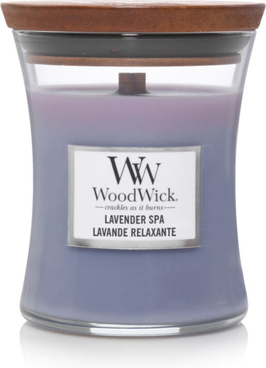 Woodwick hourglass medium geurkaars - lavender spa - 60 branduren
