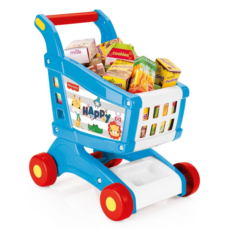Afbeelding laden in galerijviewer, Dolu fisher price boodschappenkar + accessoires wit blauw rood
