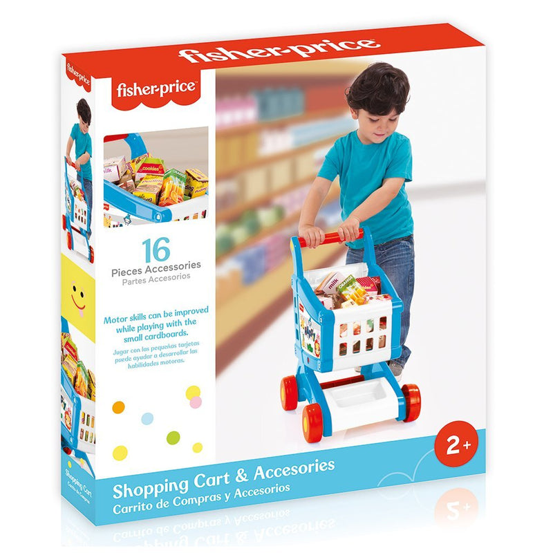 Afbeelding laden in galerijviewer, Dolu fisher price boodschappenkar + accessoires wit blauw rood
