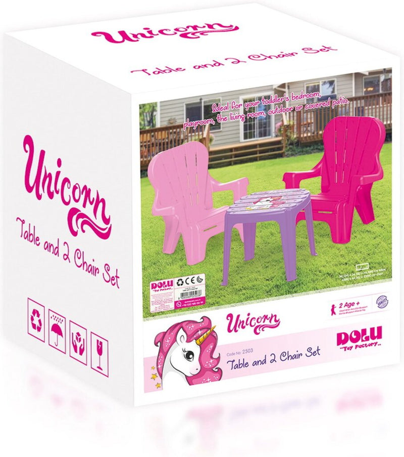 Afbeelding laden in galerijviewer, Dolu unicorn roze tafel met stoeltjes
