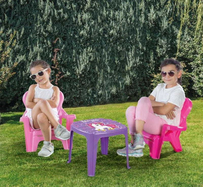 Afbeelding laden in galerijviewer, Dolu unicorn roze tafel met stoeltjes
