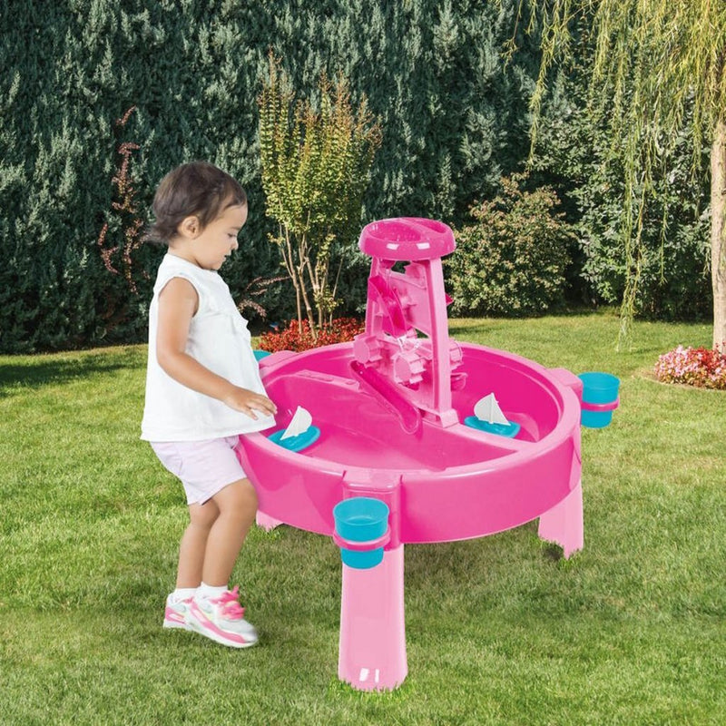 Afbeelding laden in galerijviewer, Dolu 2-in-1 watertafel zandtafel met accessoires roze 98x98x77cm
