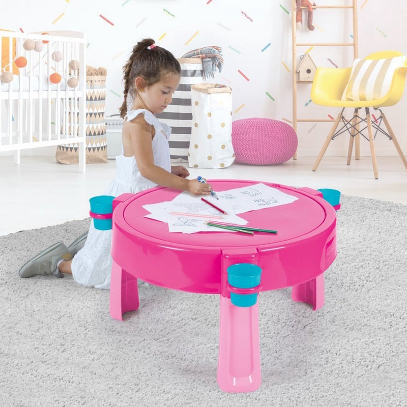 Afbeelding laden in galerijviewer, Dolu 2-in-1 watertafel zandtafel met accessoires roze 98x98x77cm
