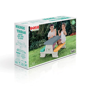 Dolu 2618 picknicktafel voor 4 kinderen binnen buiten grijs geel blauw wit