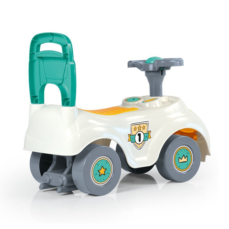 Afbeelding laden in galerijviewer, Dolu loopauto met toeter wit groen geel 47x37x20.5cm
