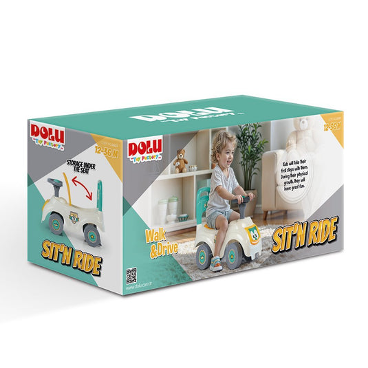 Dolu loopauto met toeter wit groen geel 47x37x20.5cm