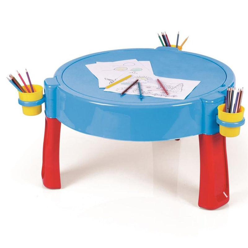 Afbeelding laden in galerijviewer, Dolu 2-in-1 watertafel zandtafel met accessoires blauw rood geel 98x98x77cm
