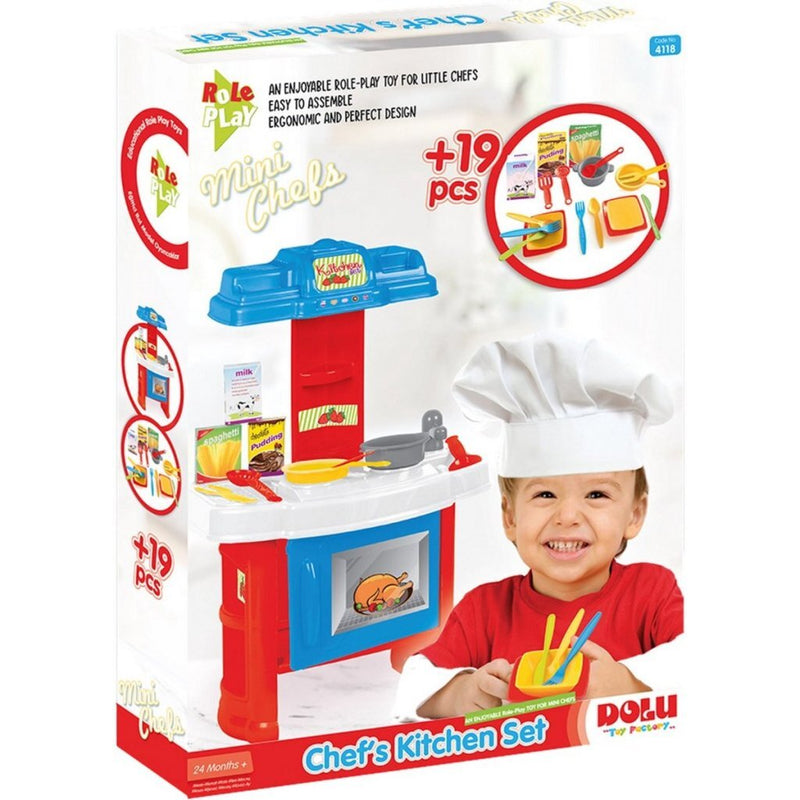 Afbeelding laden in galerijviewer, Dolu chef #039;s kitchen speelgoedkeuken 19-delig
