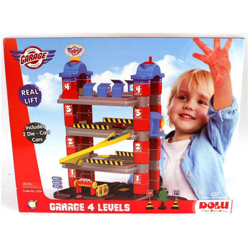 Afbeelding laden in galerijviewer, Dolu new york garage met 4 etages 2 die-cast auto #039;s 2 verkeersborden boom
