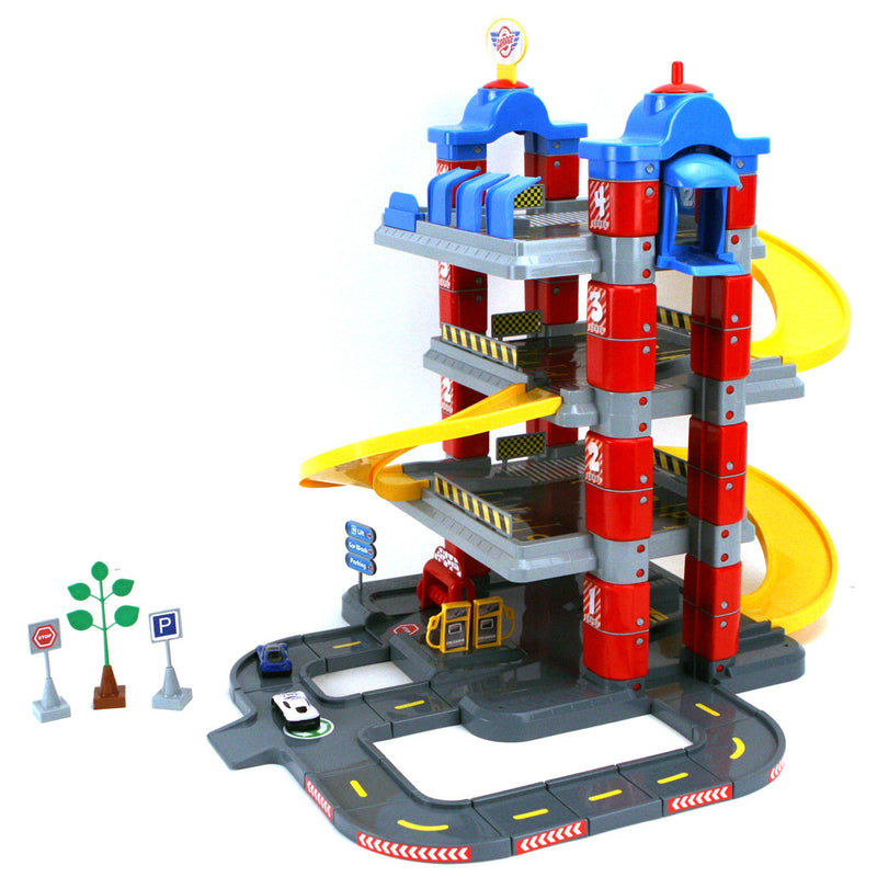 Afbeelding laden in galerijviewer, Dolu new york garage met 4 etages 2 die-cast auto #039;s 2 verkeersborden boom
