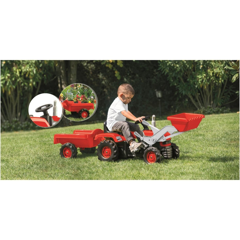 Afbeelding laden in galerijviewer, Dolu traptractor met aanhanger en lader rood zwart
