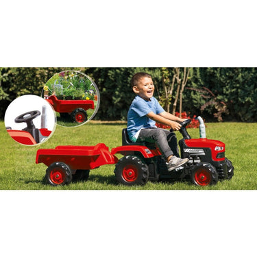 Dolu traptractor met aanhanger claxon rood zwart