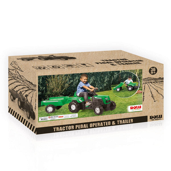 Afbeelding laden in galerijviewer, Dolu traptractor met aanhanger claxon groen zwart
