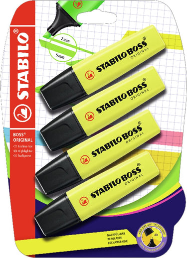 Stabilo boss original markeerstiften geel - 4st.