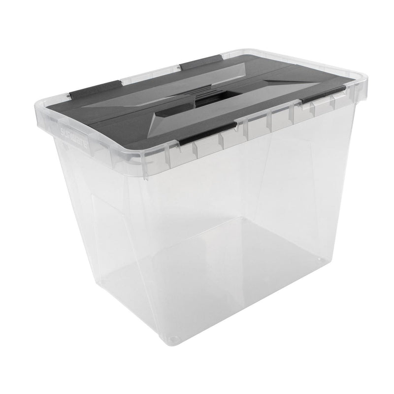 Afbeelding laden in galerijviewer, Sunware onyx opbergbox 25l transparant antraciet
