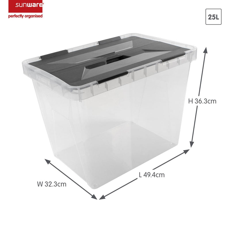 Afbeelding laden in galerijviewer, Sunware onyx opbergbox 25l transparant antraciet
