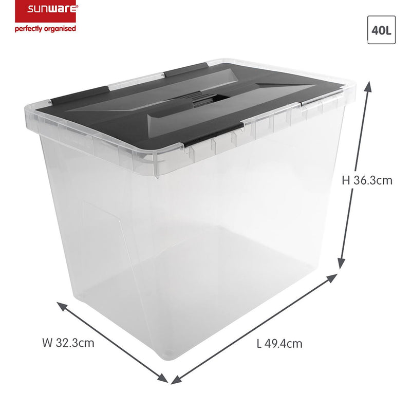 Afbeelding laden in galerijviewer, Sunware onyx opbergbox 40l transparant antraciet
