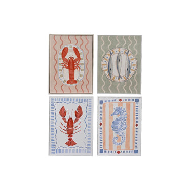 Decoris muurdeco canvas zeedieren 30x1,5x40cm 4 assorti
