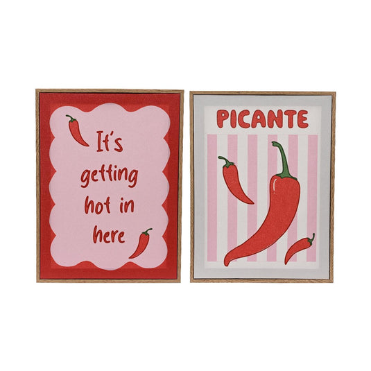 Decoris muurdeco canvas peper 30x2,5x40cm 2 assorti