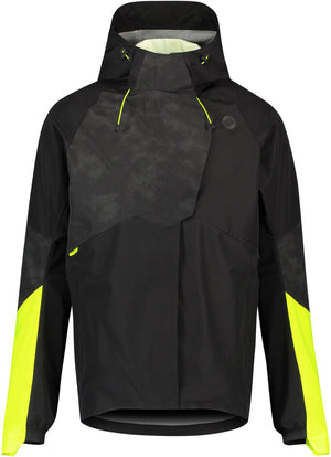 Agu commuter - regenjas - heren - m - zwart - poray 10.000 - hi-vis neon - reflecterende mistprint - waterdicht - winddicht